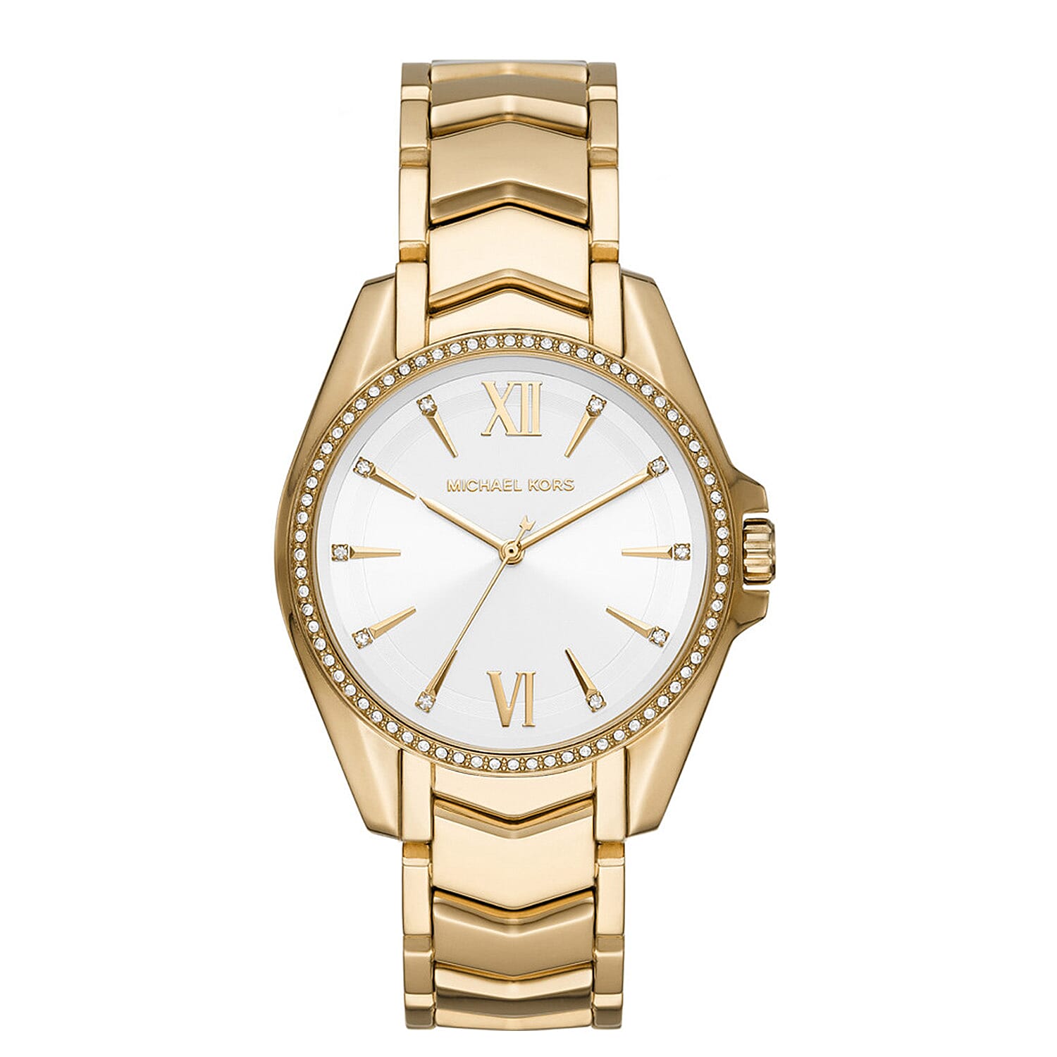 Michael Kors Whitney Quartz Movt. 5ATM WR Ladies Watch with Stainless Steel Chain Strap in Gold Tone 7888800 0