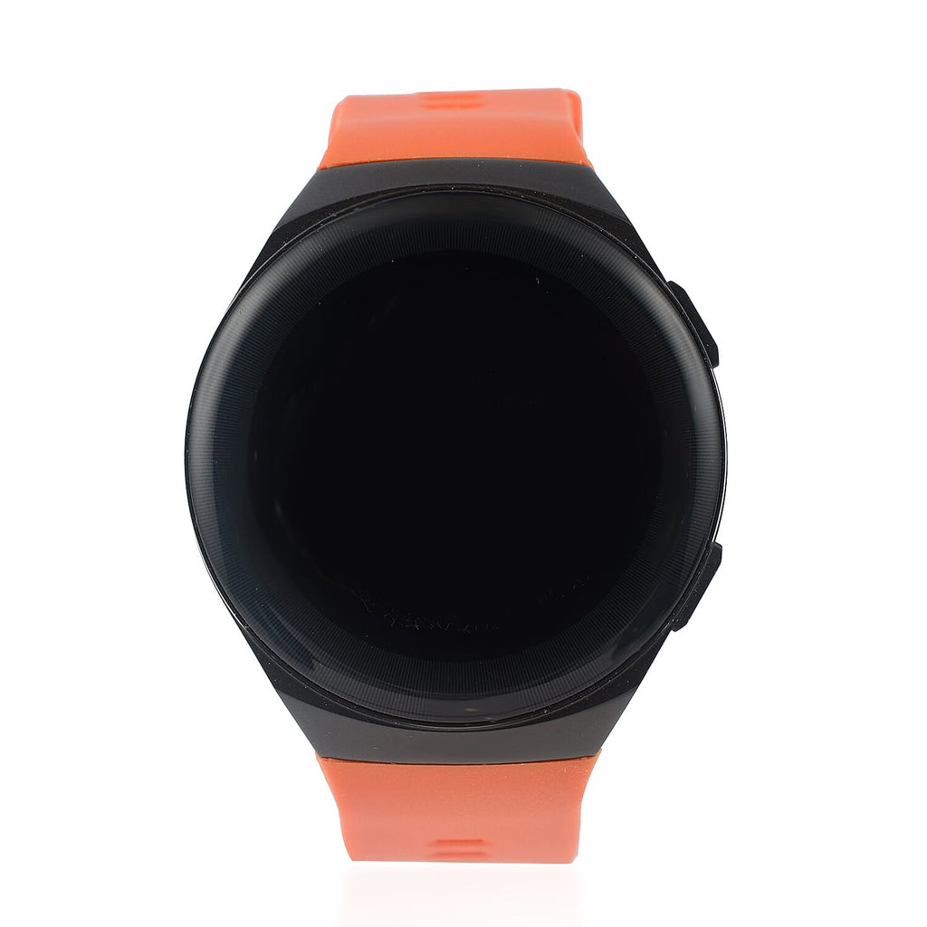 Automatic Round Multifunctional Smartwatch - Steps, Sleep, Heart Rate, Blood, Spo2. with Orange Silicone Strap