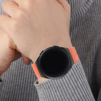 Automatic Round Multifunctional Smartwatch - Steps, Sleep, Heart Rate, Blood, Spo2. with Orange Silicone Strap