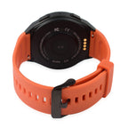 Automatic Round Multifunctional Smartwatch - Steps, Sleep, Heart Rate, Blood, Spo2. with Orange Silicone Strap