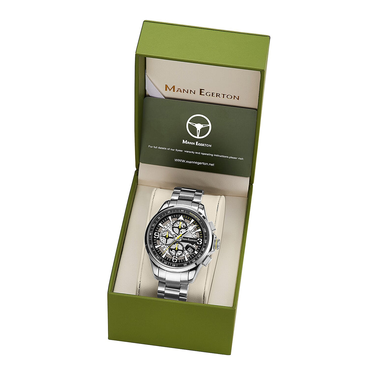 Limited Edition Mann Egerton Hand Assembled Time Guarder Silver Seiko Quartz Chronograph Movement Watch 7674471 2