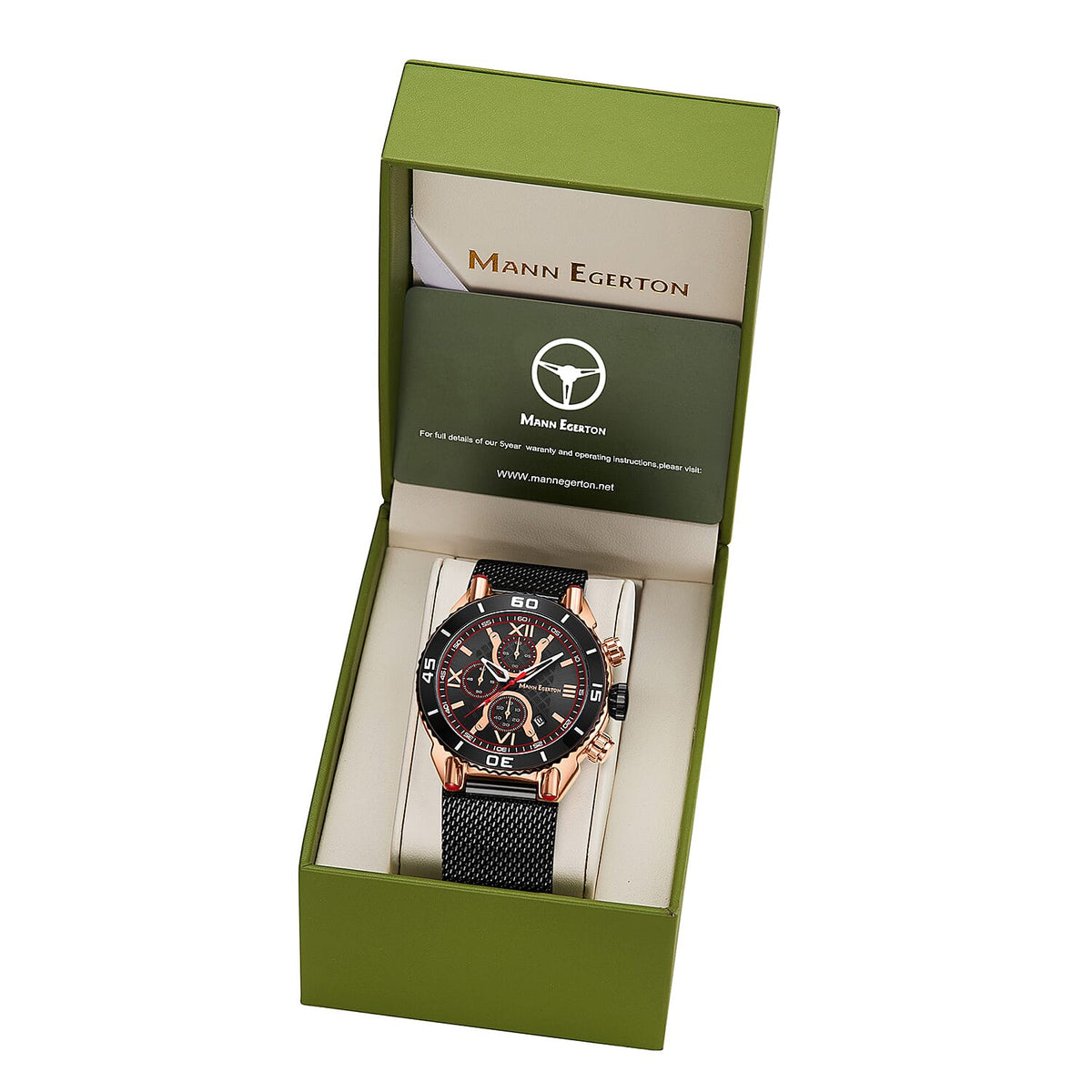 Limited Edition Mann Egerton Hand Assembled Magnitude Black Seiko Quartz Chronograph Movement Watch 7674473 1