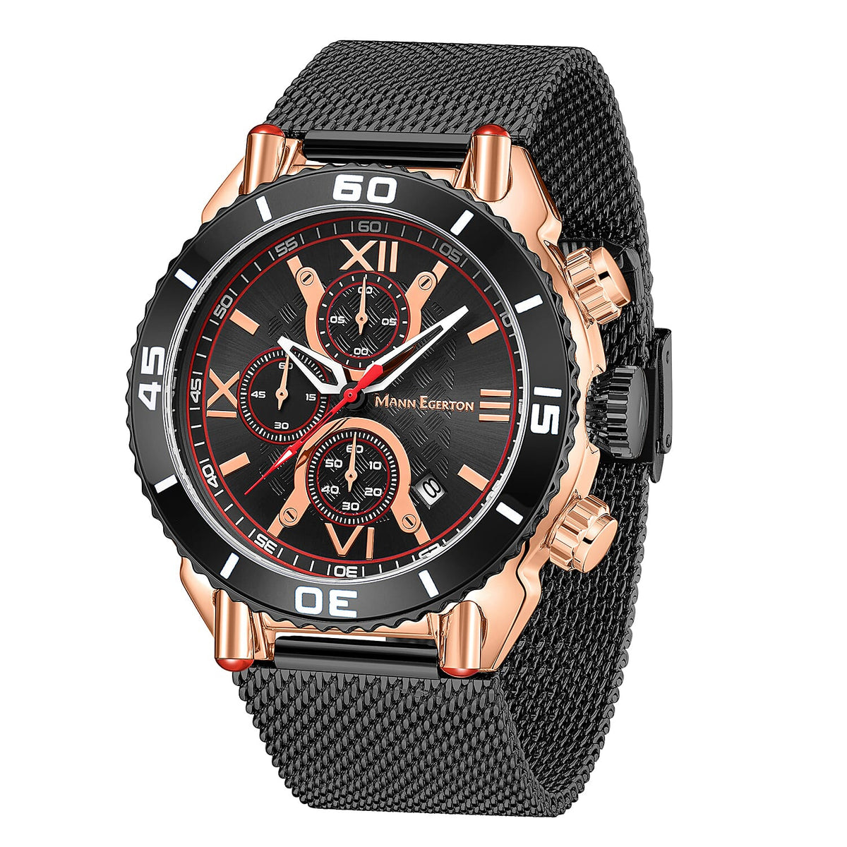 Limited Edition Mann Egerton Hand Assembled Magnitude Black Seiko Quartz Chronograph Movement Watch 7674473 3