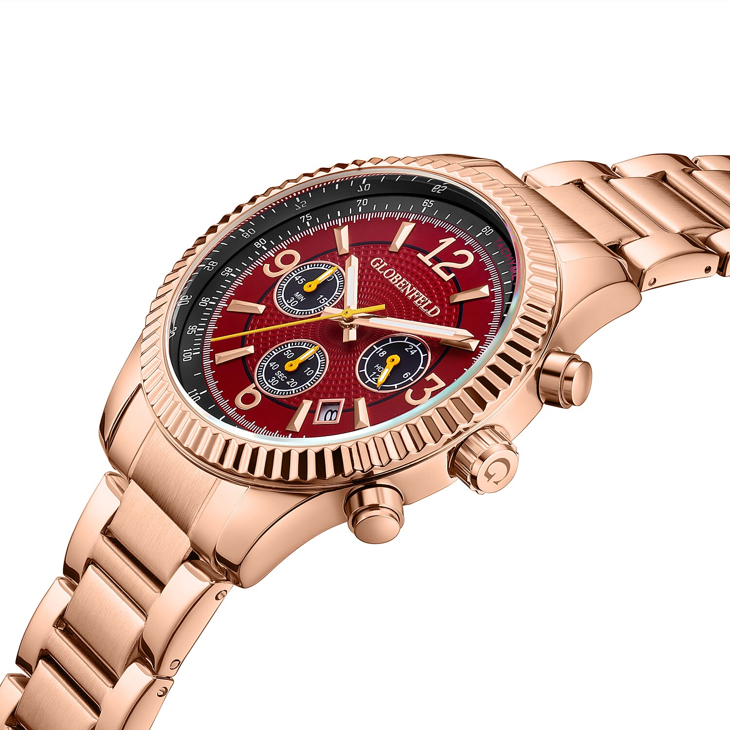 Hand Assembled Globenfeld Limited Edt. Expedient Rose Red Dial Watch With 5 Year Warranty 7771506 2