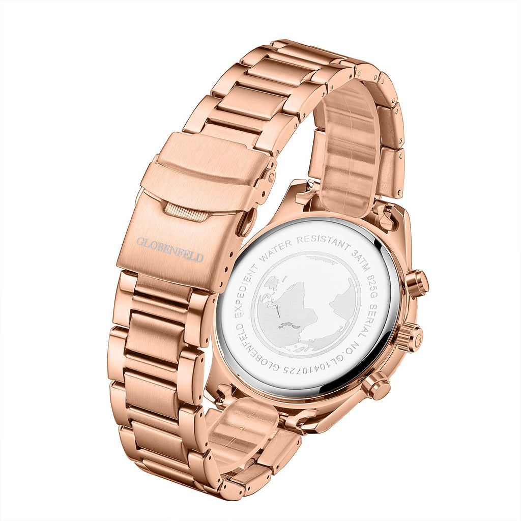 Hand Assembled Globenfeld Limited Edt. Expedient Rose Red Dial Watch With 5 Year Warranty