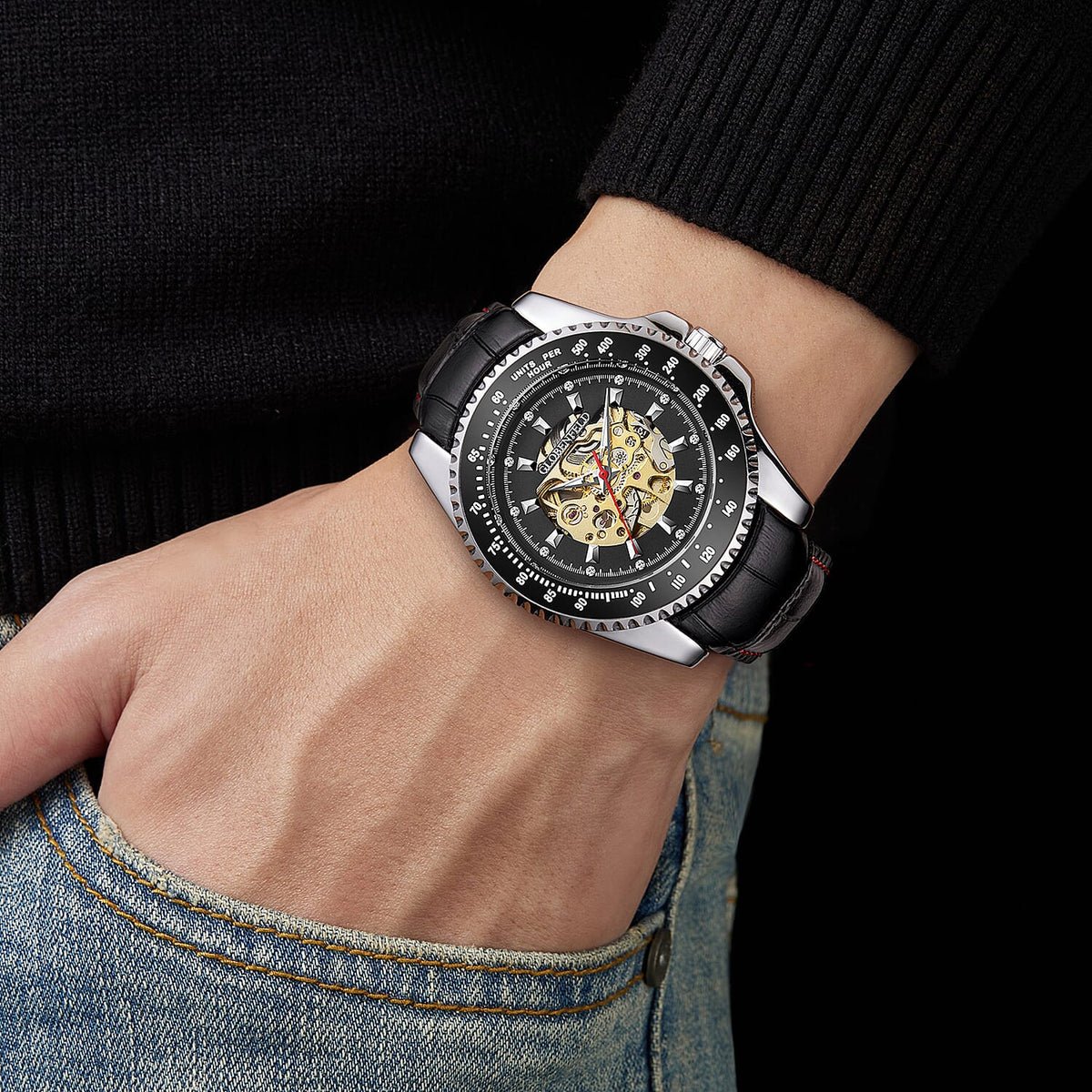 Hand Assembled Globenfeld Limited Edition Cage Black Watch 7771525 1