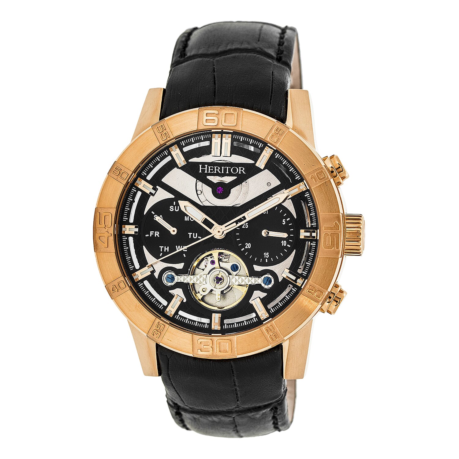 Heritor Automatic Hannibal Black Analog Dial 5 ATM Mens Watch in Black Genuine Leather Strap 7782883 0