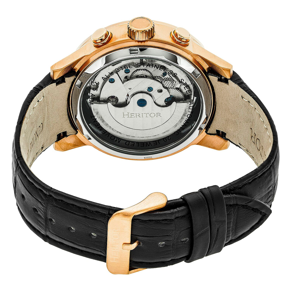 Heritor Automatic Hannibal Black Analog Dial 5 ATM Mens Watch in Black Genuine Leather Strap 7782883 2