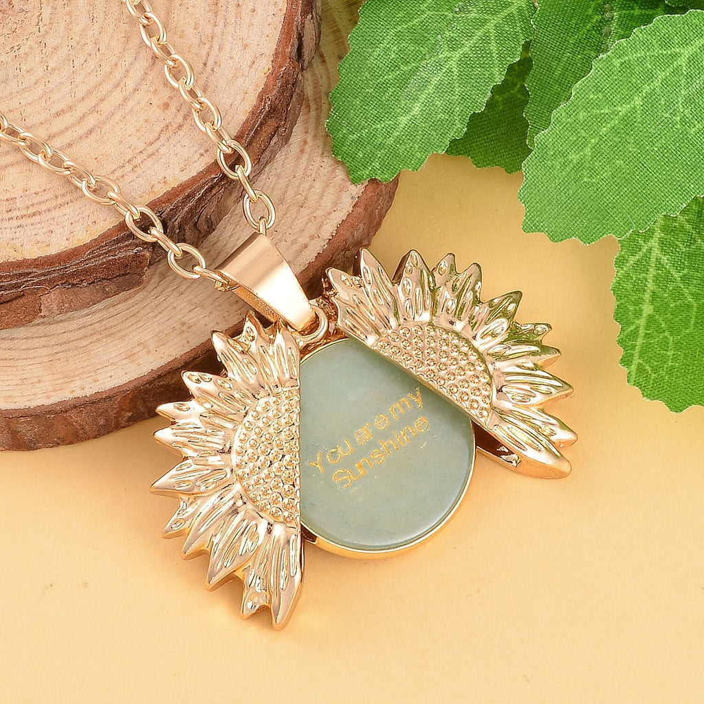 Aventurine Openable Wings Necklace (Size - 24) in Yellow Gold Tone 25.00 Ct