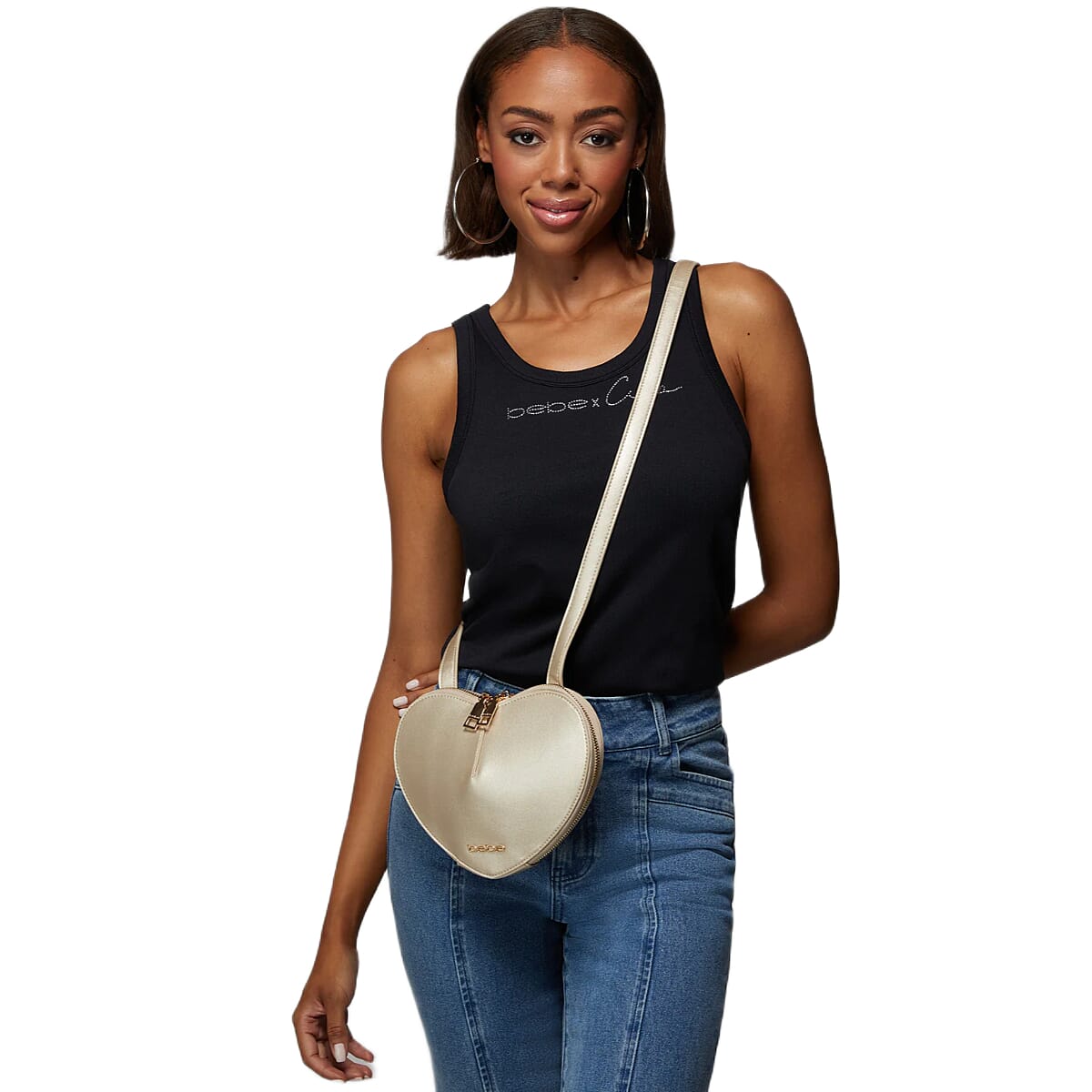BEBE Crossbody Heart Bag - Gold 8235052 1