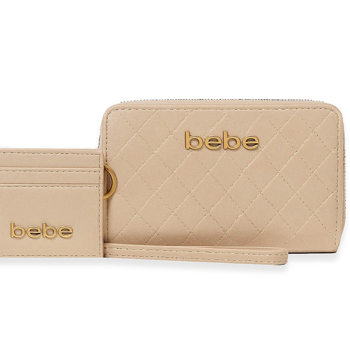 BEBE Jenna Vegan Leather Wallet with Separate Card Case - Beige 8235042 1