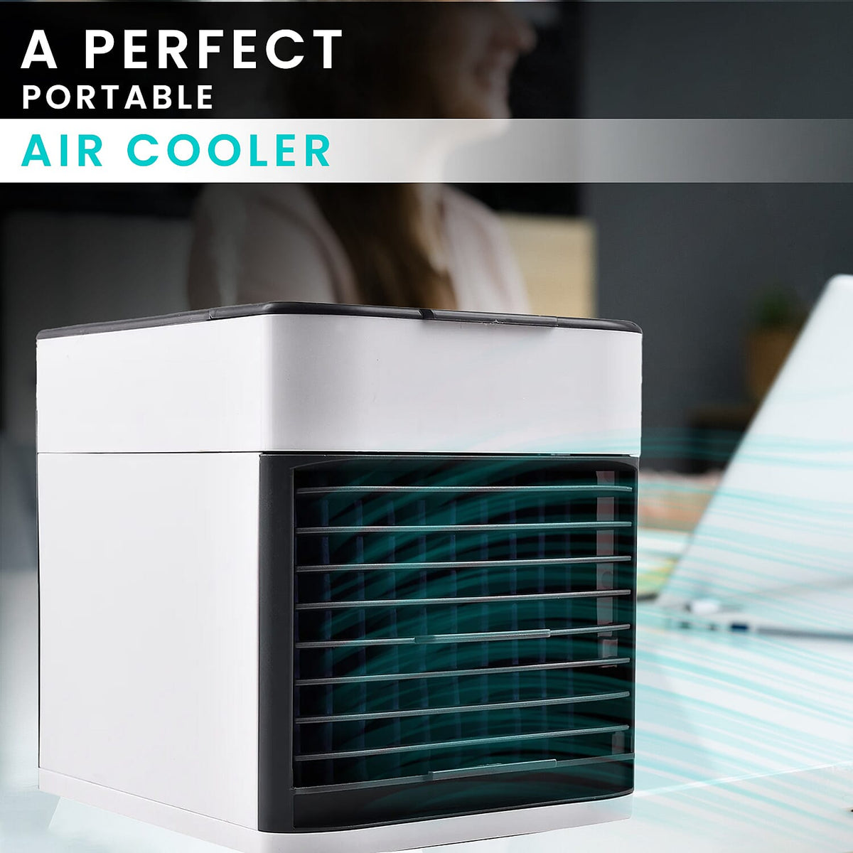 BESTSELLER- Mini Portable Air Cooler- Fan- Humidifier with 3 Speed Settings - White &amp; Black 7312357 1