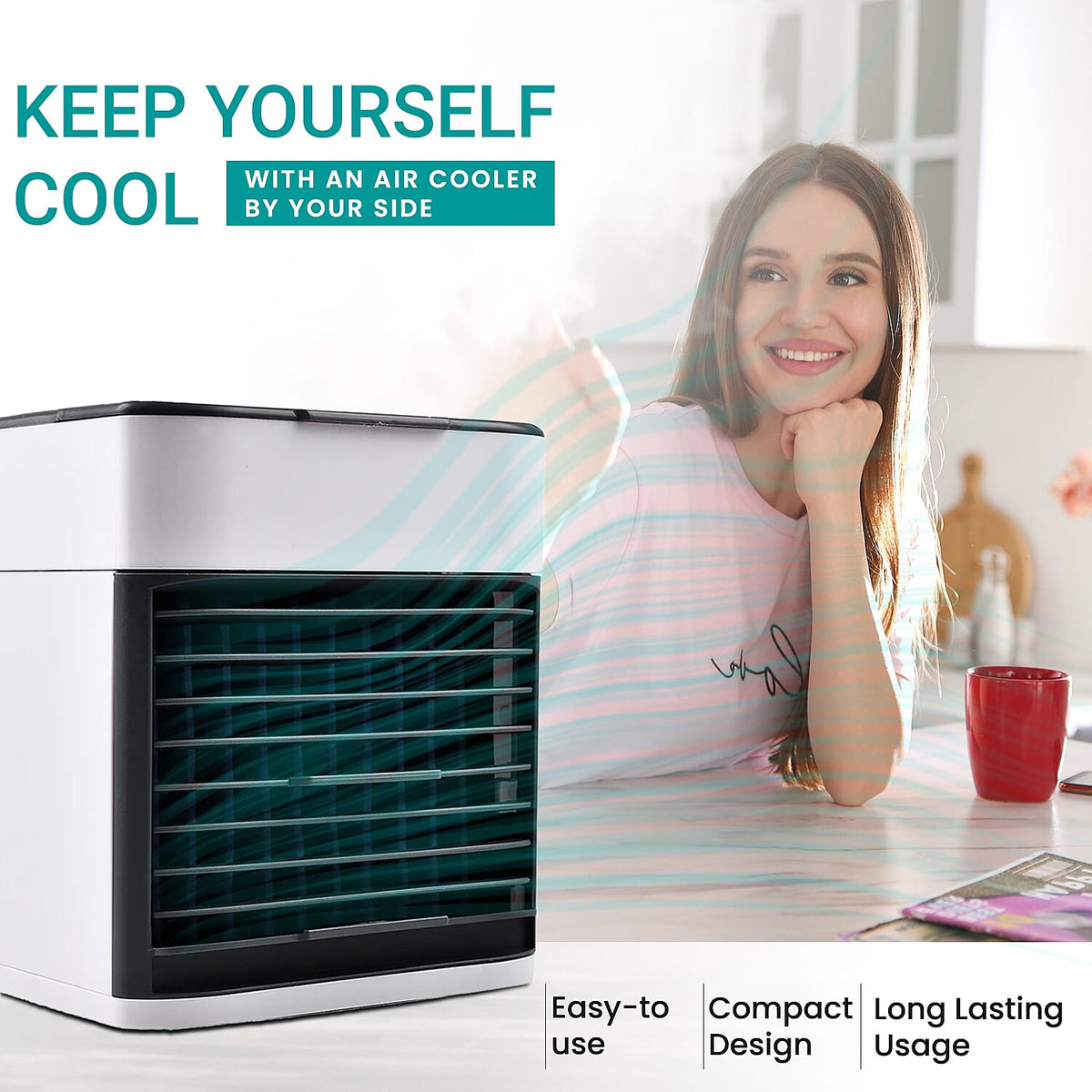 BESTSELLER- Mini Portable Air Cooler- Fan- Humidifier with 3 Speed Settings - White &amp; Black 7312357 2