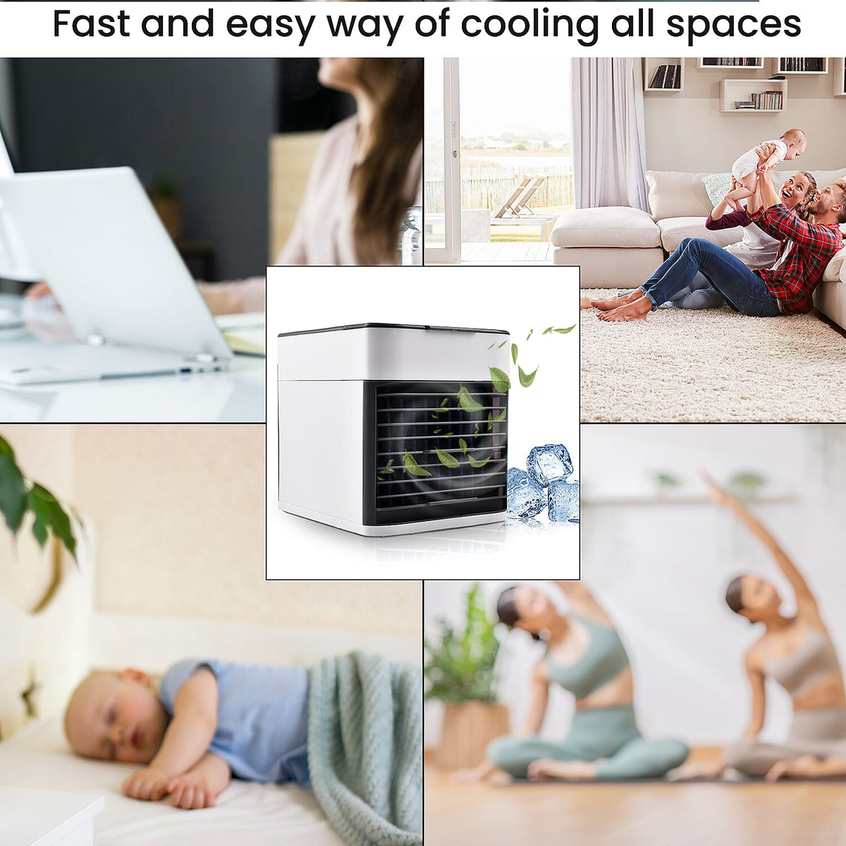 BESTSELLER- Mini Portable Air Cooler- Fan- Humidifier with 3 Speed Settings - White &amp; Black 7312357 4