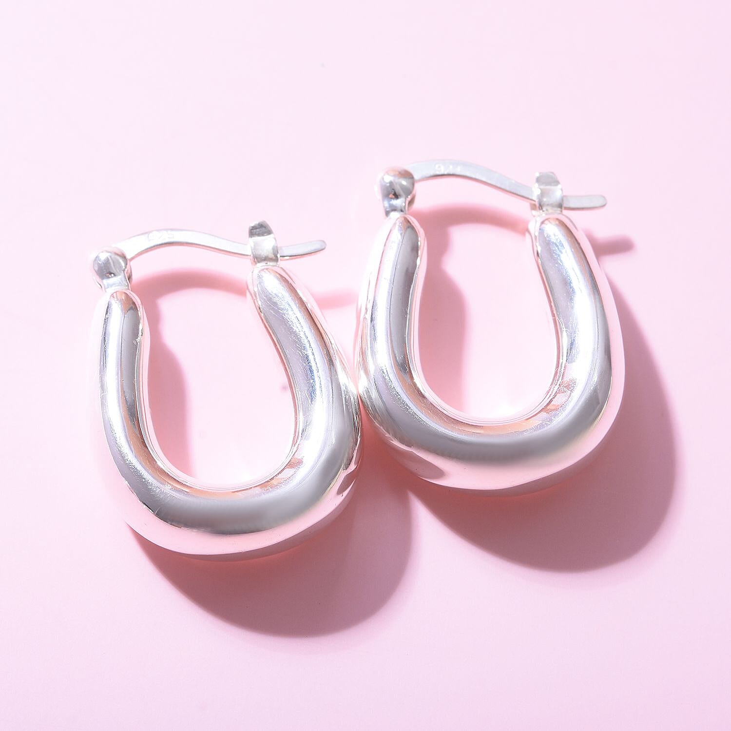 Sterling Silver Hoop Earrings(With Clasp) 7253748 1