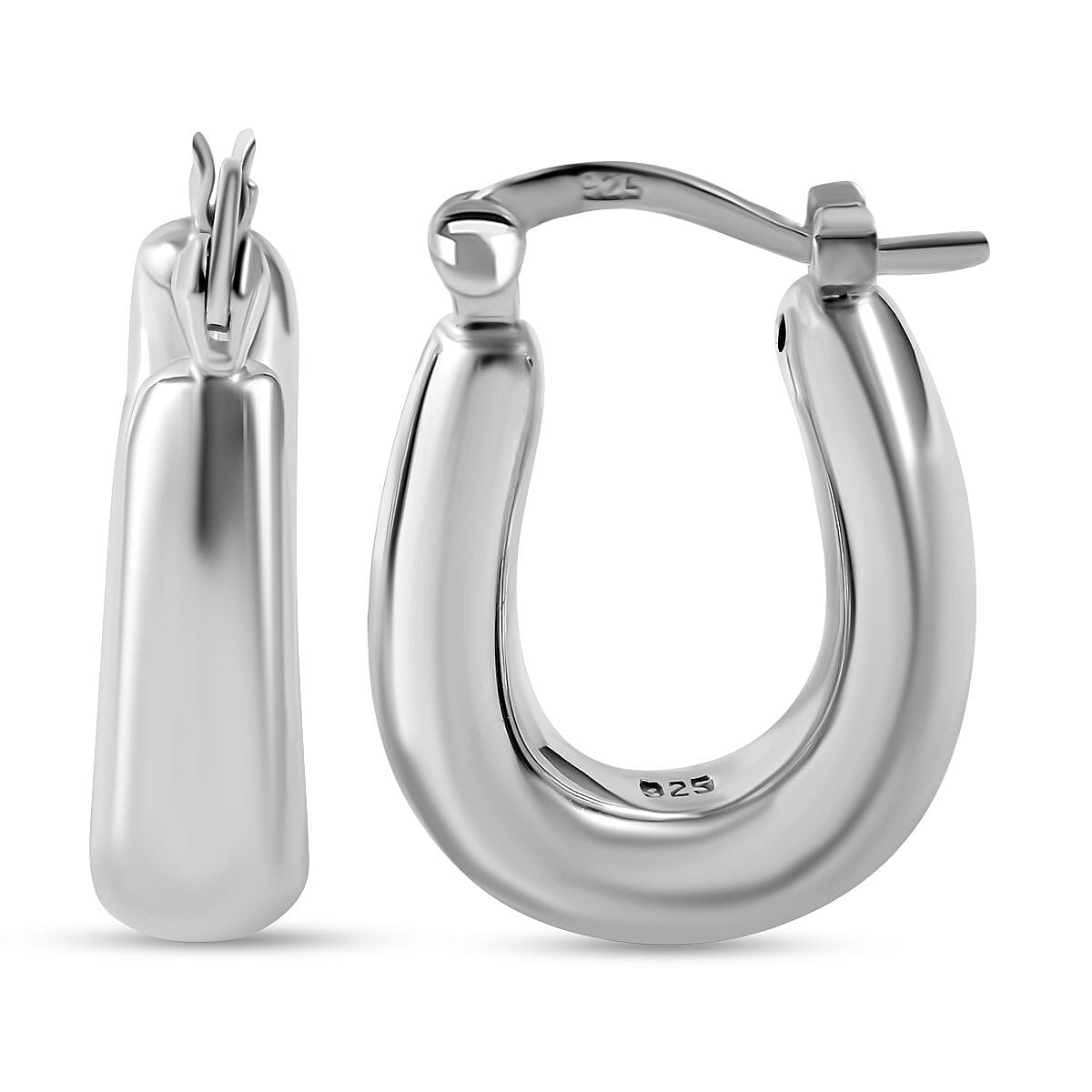 Sterling Silver Hoop Earrings(With Clasp) 7253748 2