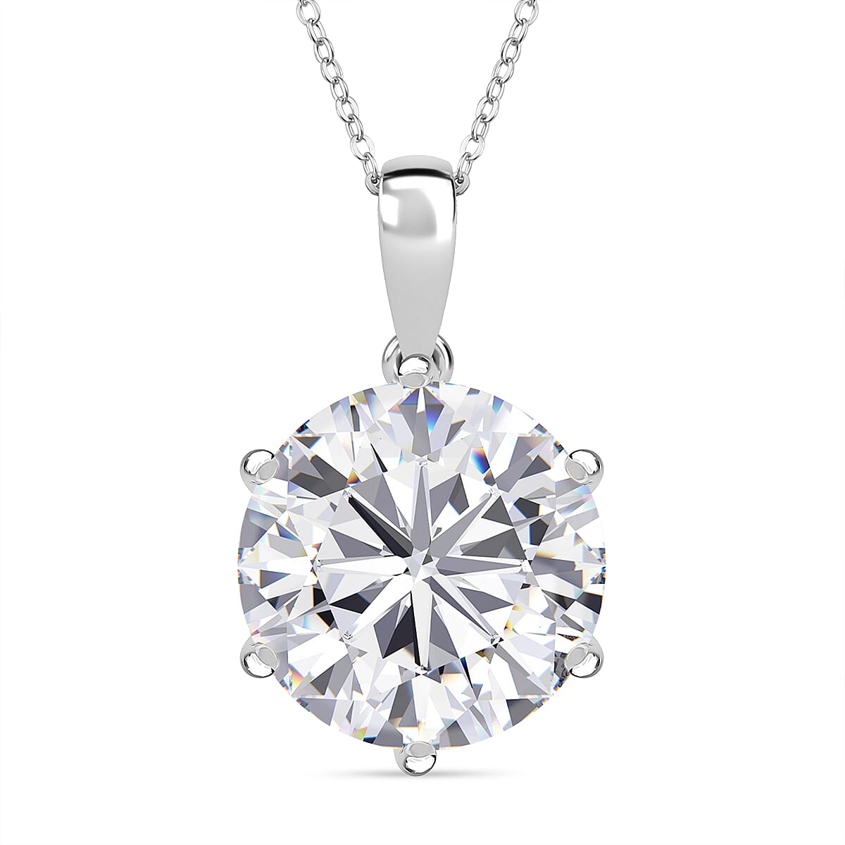Moissanite Pendant with Chain (Size 20) in Rhodium Ovarlay Sterling Silver 10 Ct. 4327800 0