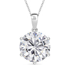 Moissanite Pendant with Chain (Size - 20) in Rhodium Ovarlay Sterling Silver 8.68 Ct.