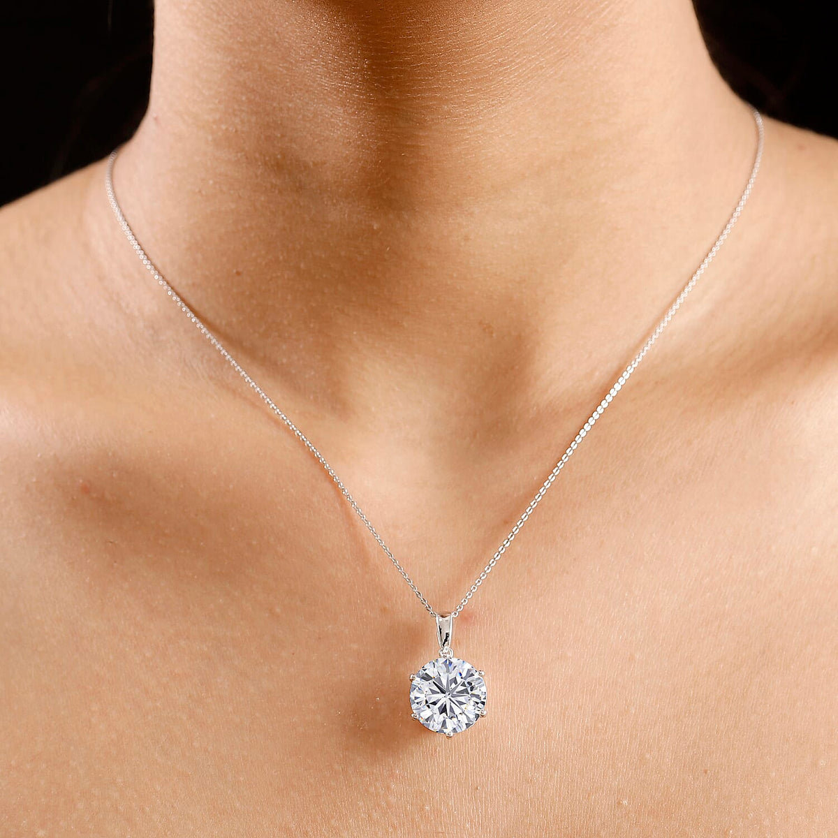 Moissanite Pendant with Chain (Size 20) in Rhodium Ovarlay Sterling Silver 10 Ct. 4327800 2