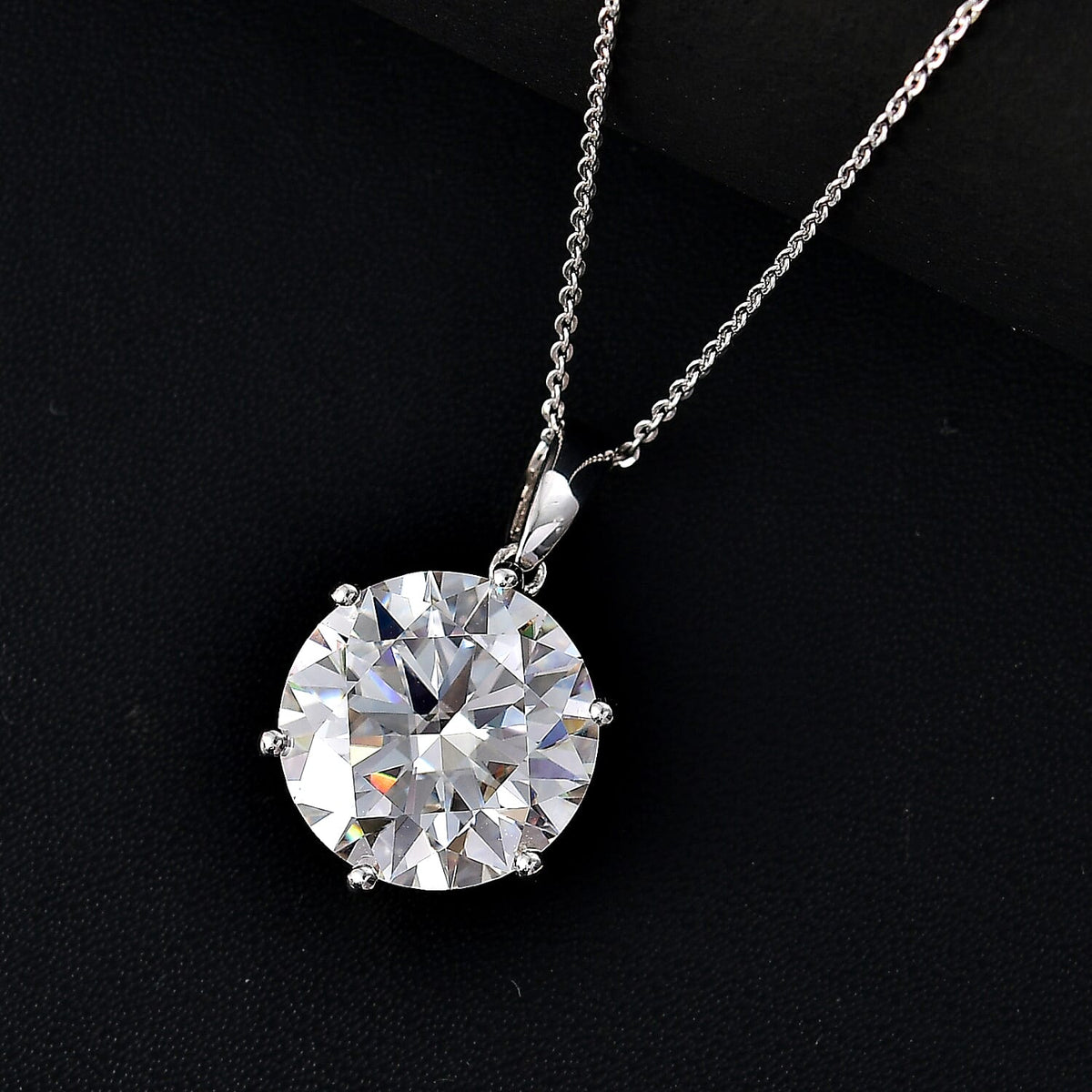 Moissanite Pendant with Chain (Size 20) in Rhodium Ovarlay Sterling Silver 10 Ct. 4327800 3