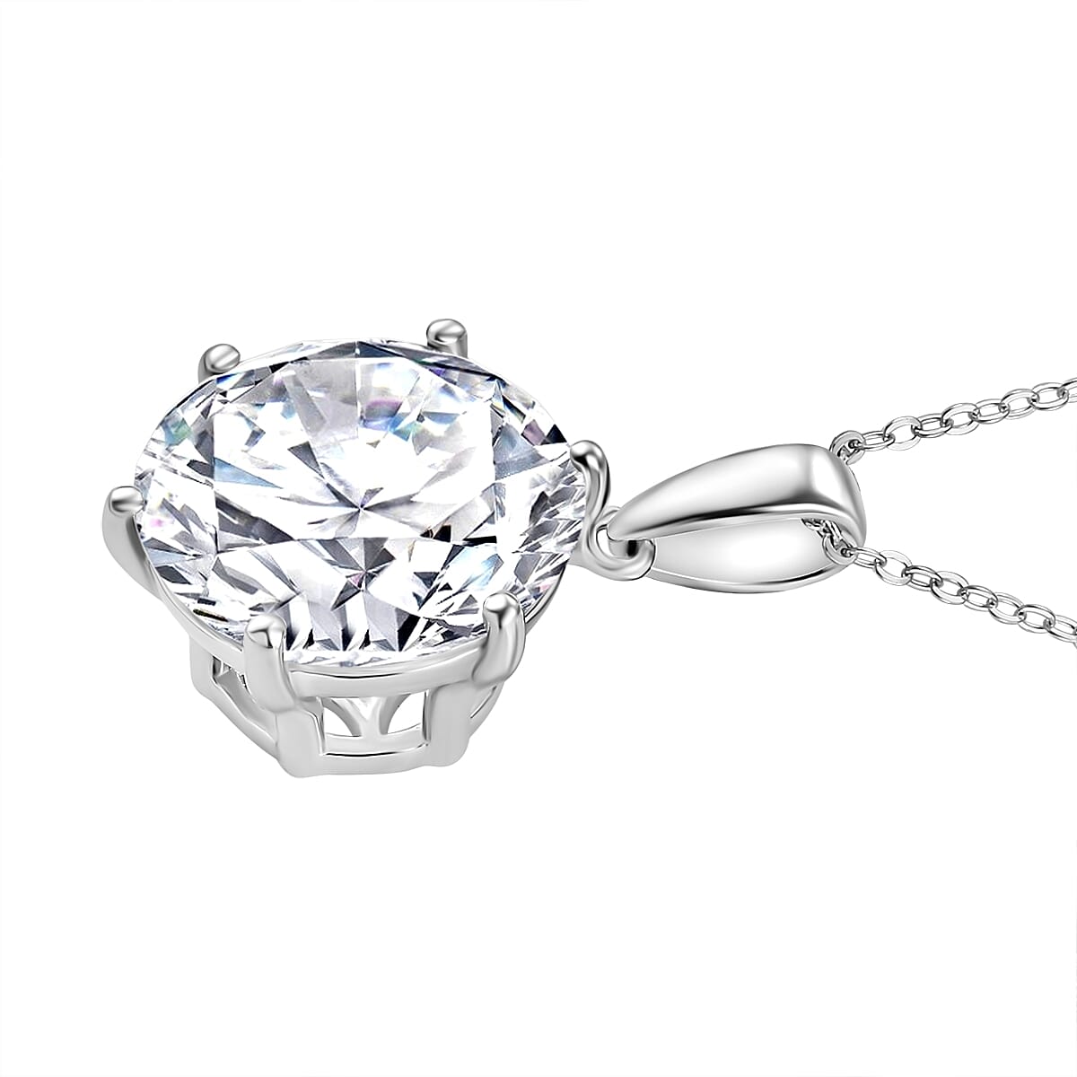 Moissanite Pendant with Chain (Size 20) in Rhodium Ovarlay Sterling Silver 10 Ct. 4327800 4