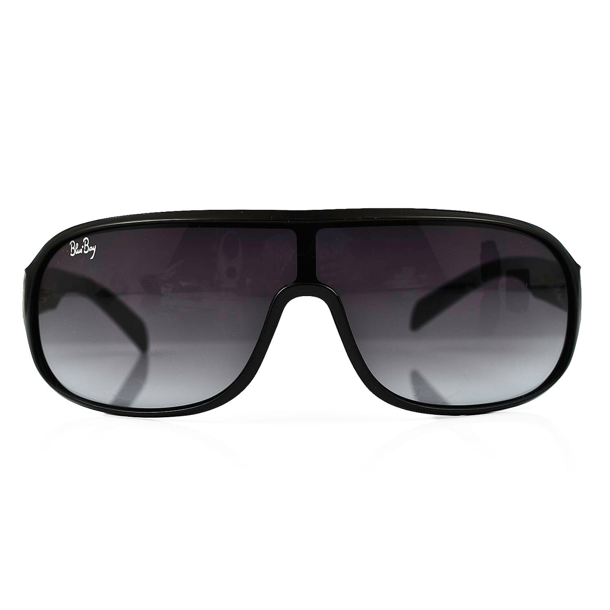 BLUEBAY Unisex Rectangular Sunglasses - Black and Silver 7788361 0