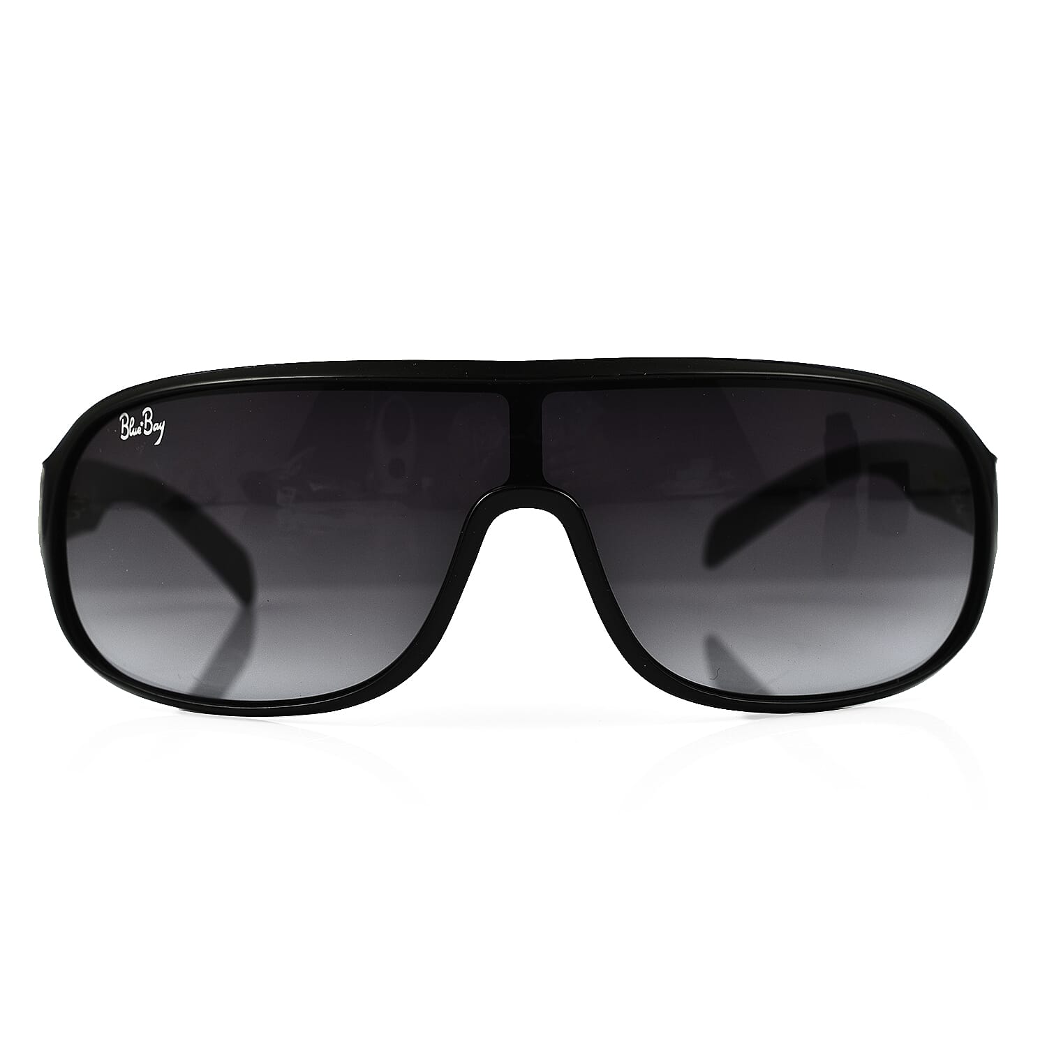 BLUEBAY Unisex Rectangular Sunglasses - Black and Silver 7788361 0