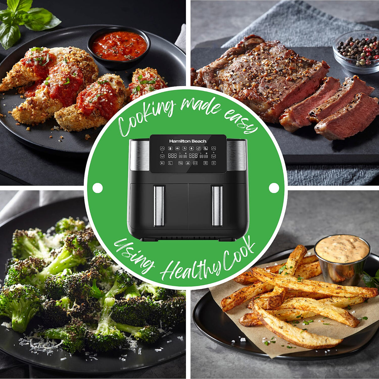Dual Door Air Fryer - 6 Pre Sets - Sync Temp Baskets - 200c Temp - Easy Clean 7551446 12