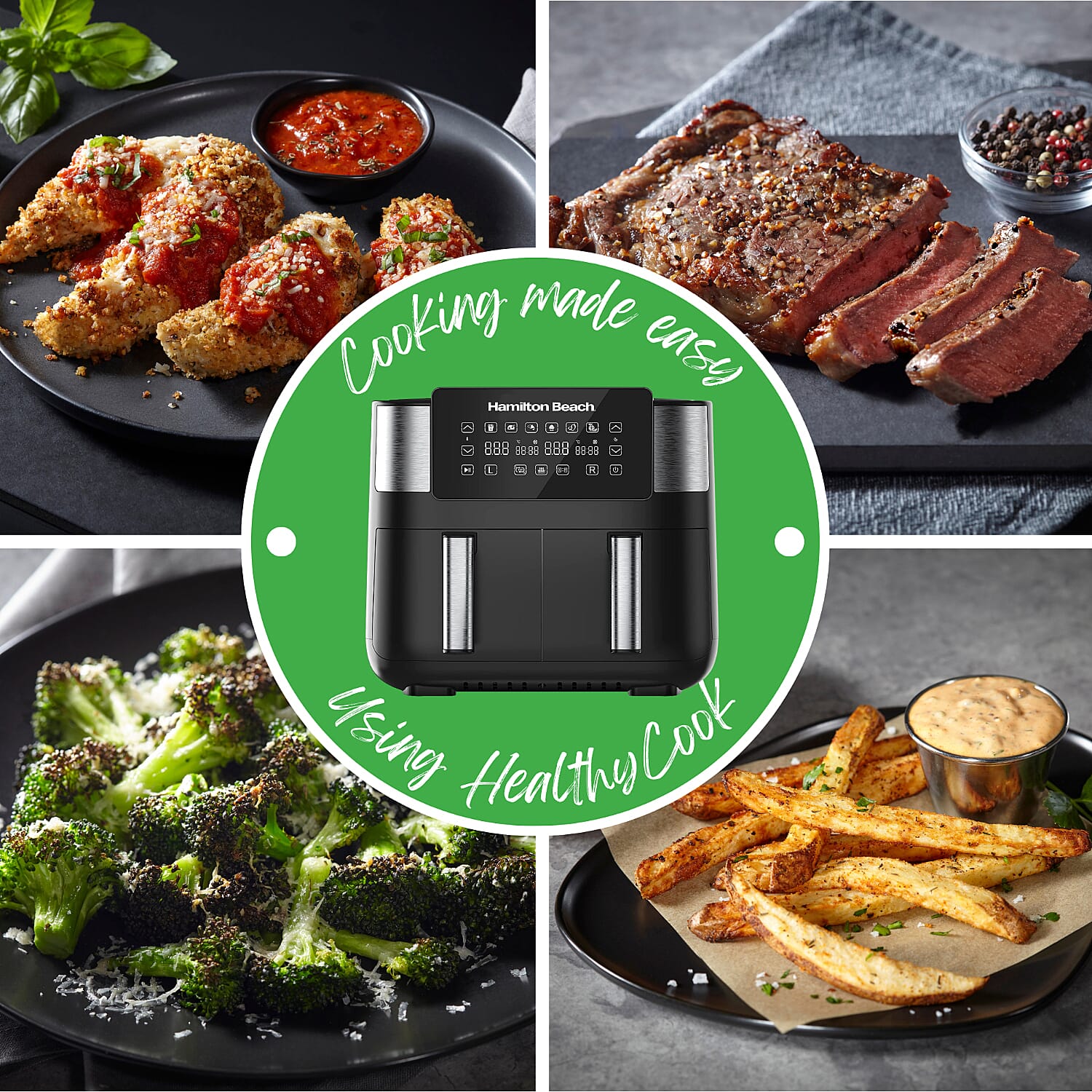 Dual Door Air Fryer - 6 Pre Sets - Sync Temp Baskets - 200c Temp - Easy Clean 7551446 12