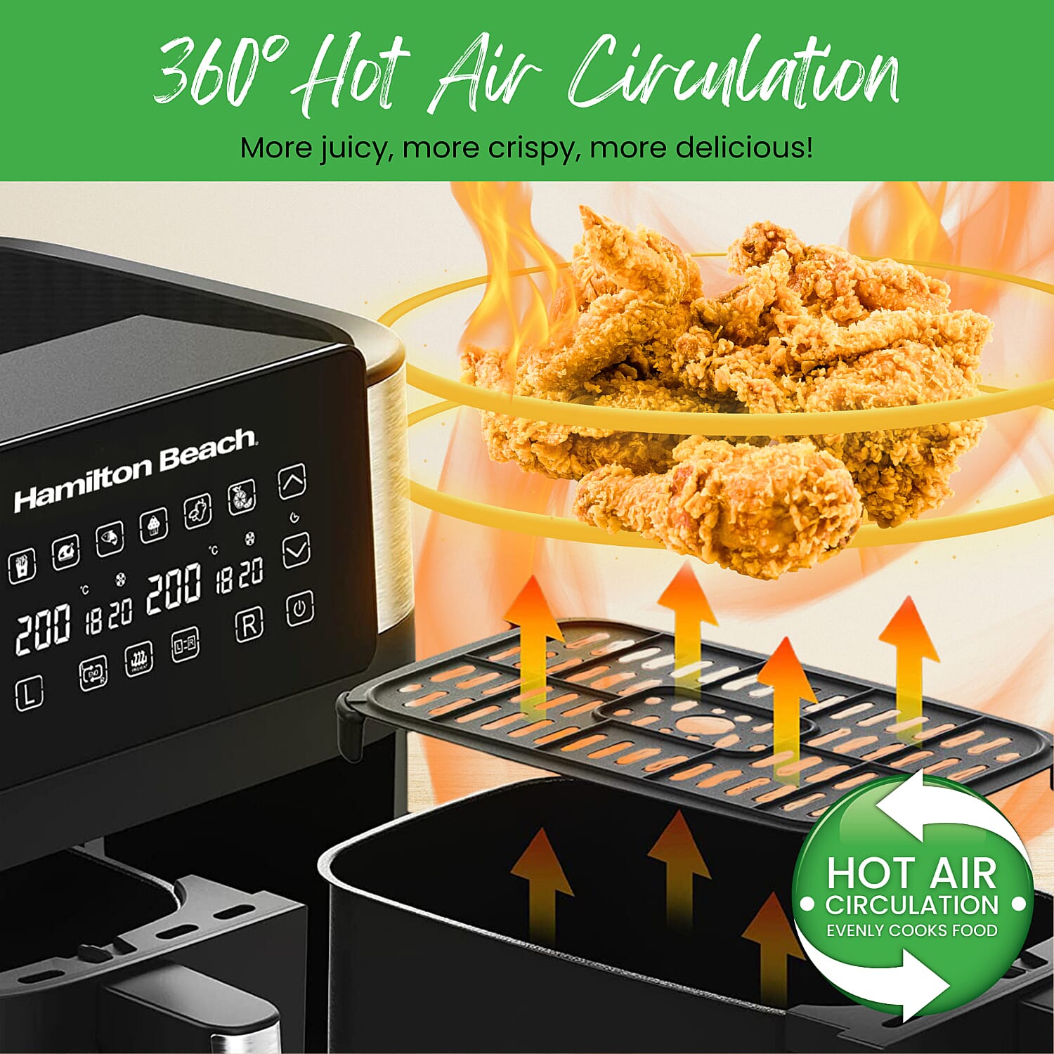 Dual Door Air Fryer - 6 Pre Sets - Sync Temp Baskets - 200c Temp - Easy Clean 7551446 4
