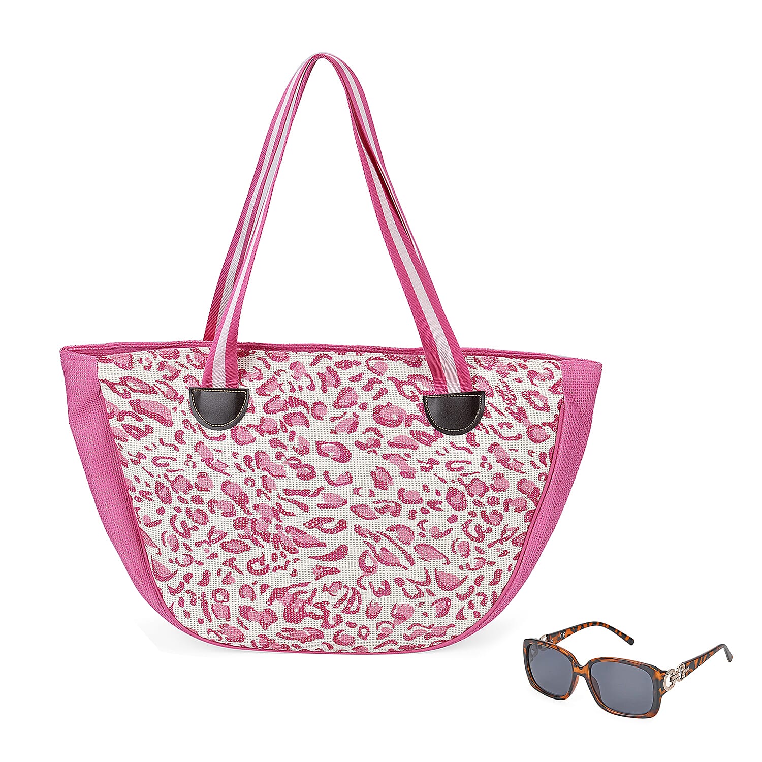 Leopard Pattern Tote Bag with Sunglasses - Pink 4268001 0