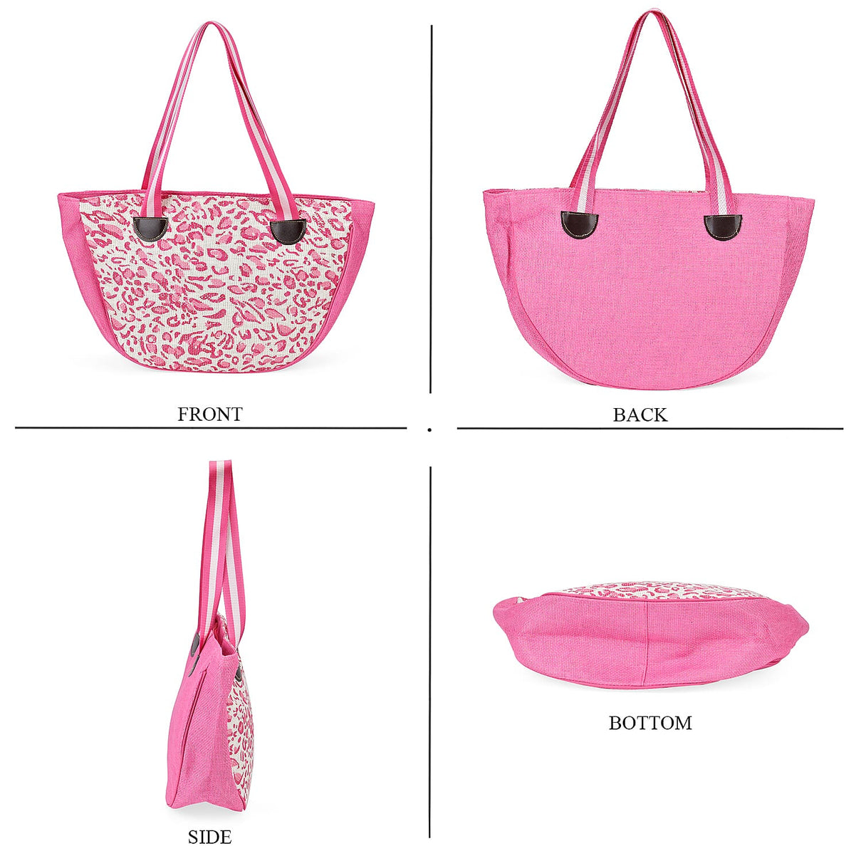 Leopard Pattern Tote Bag with Sunglasses - Pink 4268001 4