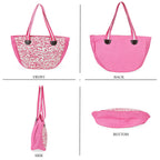 Leopard Pattern Tote Bag with Sunglasses - Pink