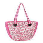 Leopard Pattern Tote Bag with Sunglasses - Pink