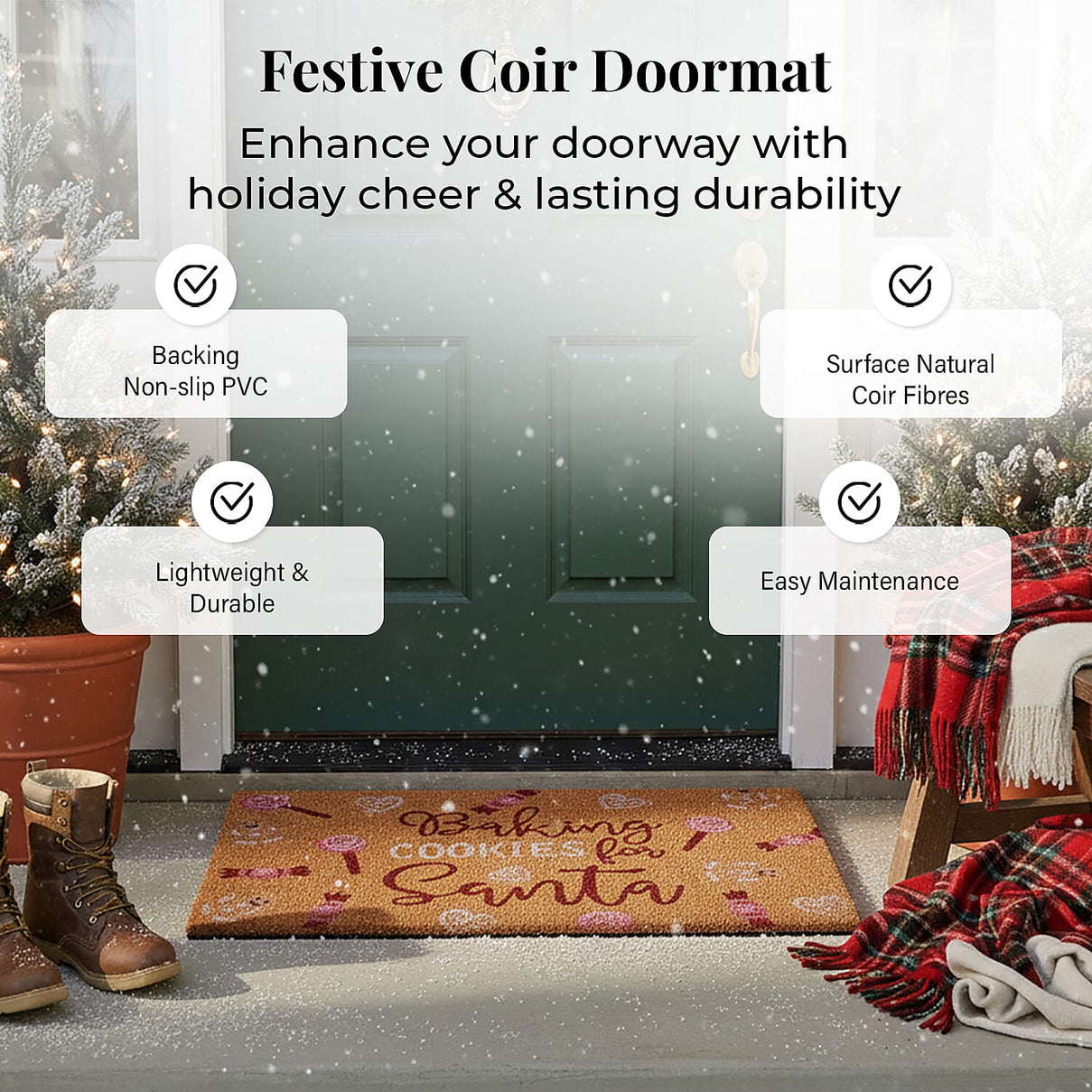 Baking Cookies for Santa Bleached Prints Coir Doormat (60 x 40 cm) 8194761 2