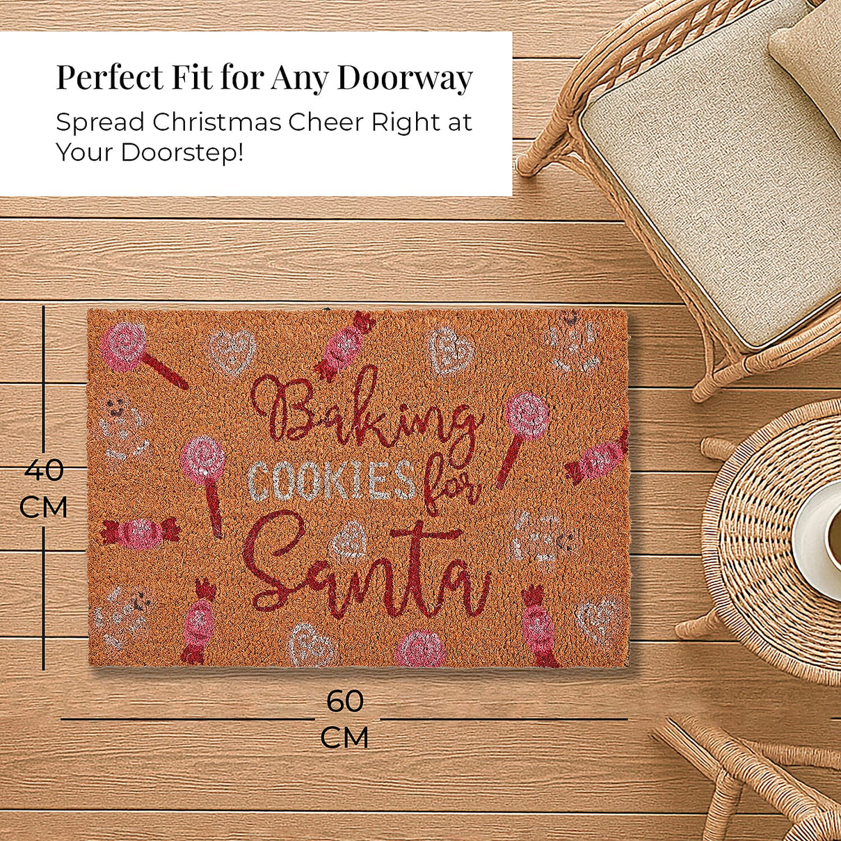 Baking Cookies for Santa Bleached Prints Coir Doormat (60 x 40 cm) 8194761 5