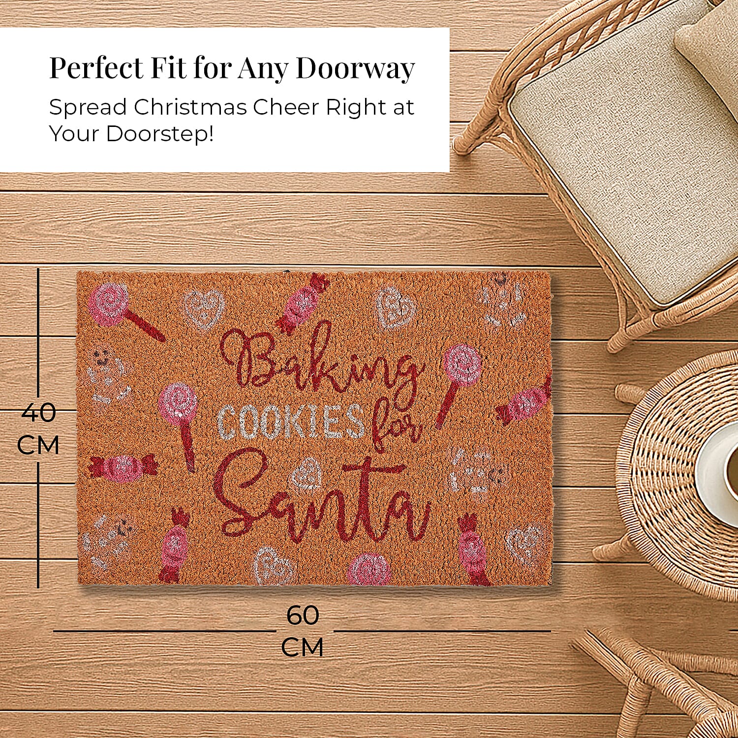 Baking Cookies for Santa Bleached Prints Coir Doormat (60 x 40 cm) 8194761 5