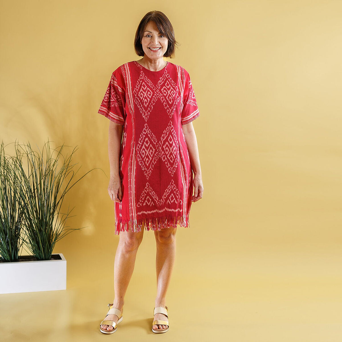 Bali Collection - 100% Cotton Casual Dress  - Red 8729261 0