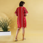 Bali Collection - 100% Cotton Casual Dress (Size L) - Red