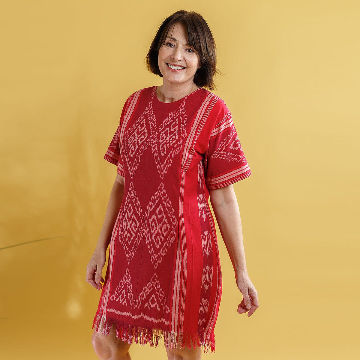 Bali Collection - 100% Cotton Casual Dress  - Red 8729261 3