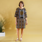 Bali Collection - 100% Cotton Casual Dress (Size M) - Blue and Yellow