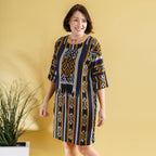 Bali Collection - 100% Cotton Casual Dress (Size M) - Blue and Yellow