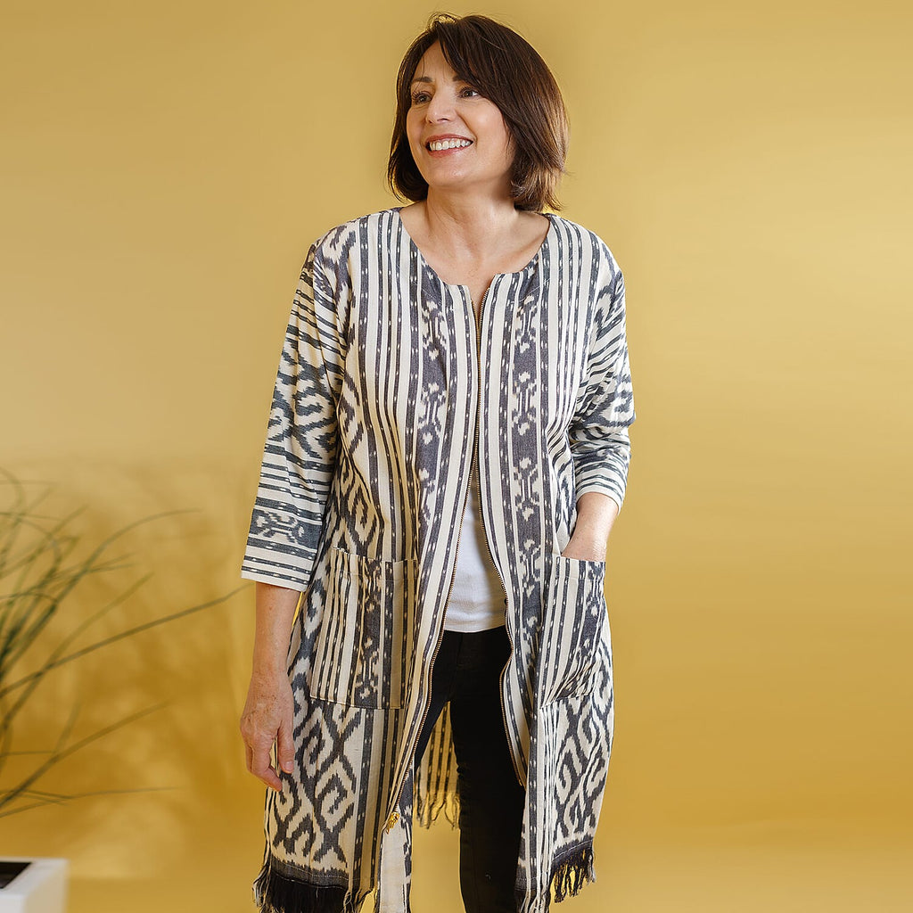 Bali Collection - 100% Cotton Zipped Jacket (Size L) - White