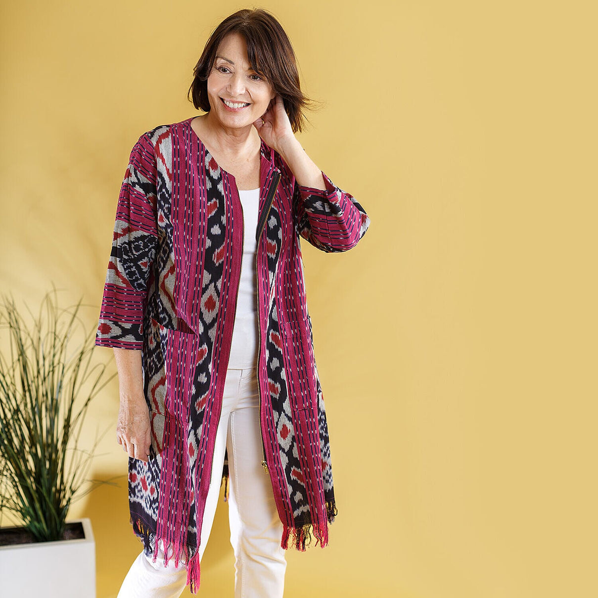 Bali Collection - 100% Cotton Zipper Jacket (Size M) - Pink 8729155 4
