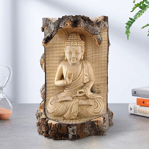 Bali Collection - Decorative Handcrafted Wooden Buddha Sculpture - Light Brown 6091167 0