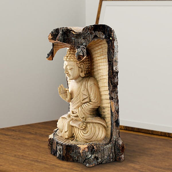 Bali Collection - Decorative Handcrafted Wooden Buddha Sculpture - Light Brown 6091167 1