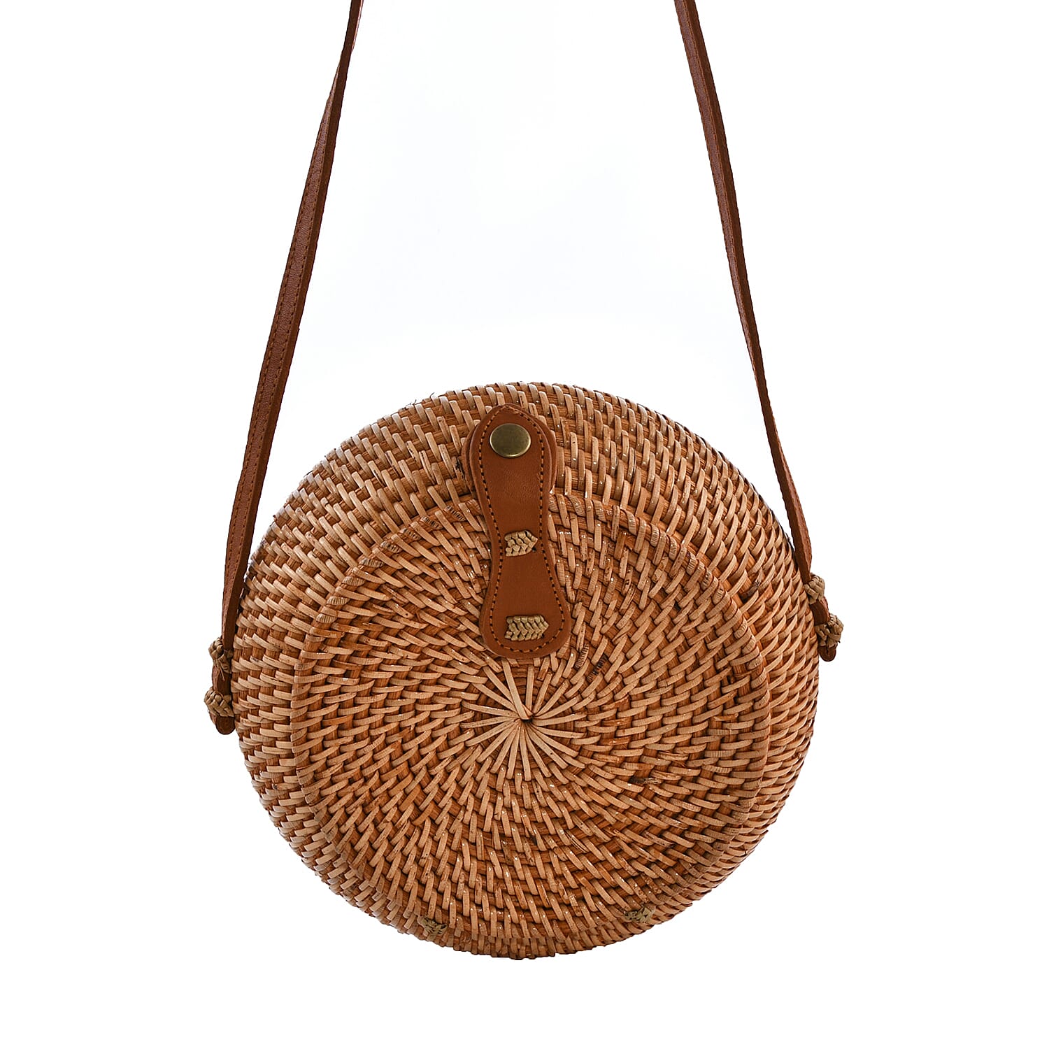 Bali Collection Handcrafted Rattan Shoulder Bag with Strap - Brown 6081158 1