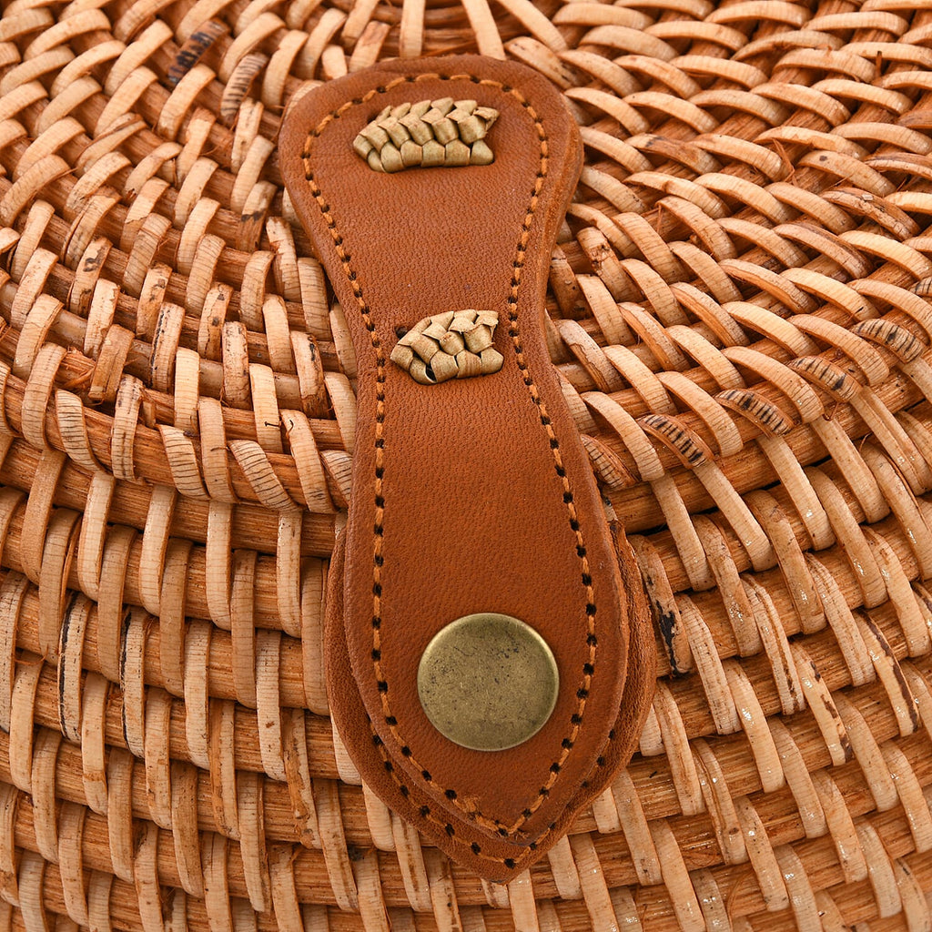 Bali Collection - Handcrafted Rattan Shoulder Bag with Strap (Size:24x24x11Cm) - Brown