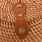 Bali Collection - Handcrafted Rattan Shoulder Bag with Strap (Size:24x24x11Cm) - Brown