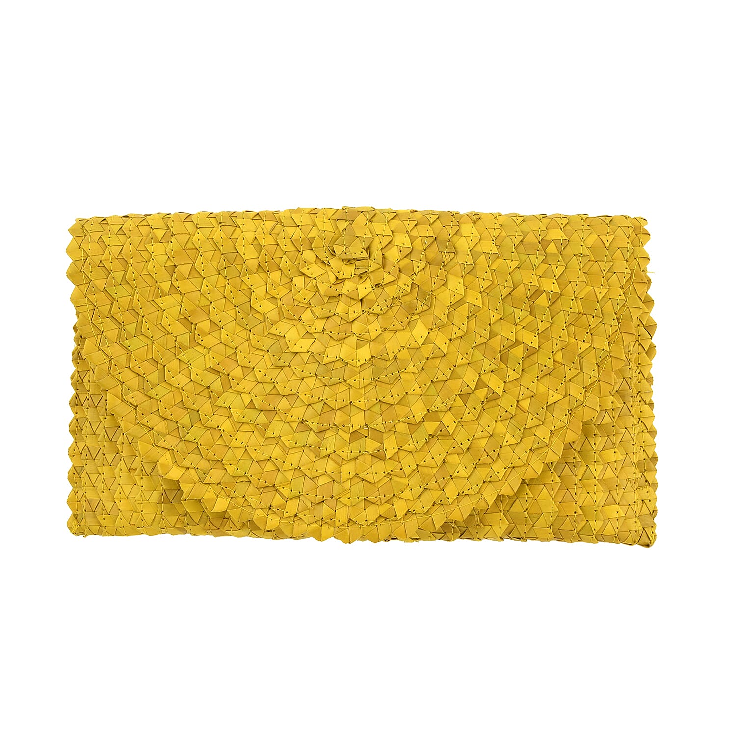 Bali Collection Palm Leaf Sisik Pattern Woven Clutch Handbag - Yellow 6080406 0